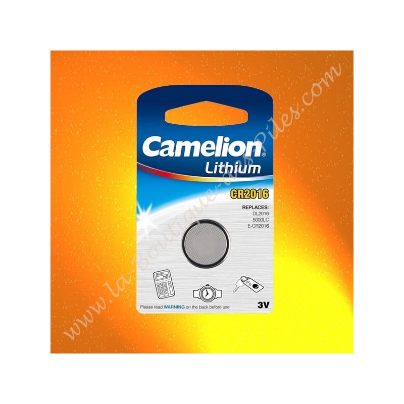 Pile bouton Lithium CR2016 Camelion, pile 3 volts 75 mAh
