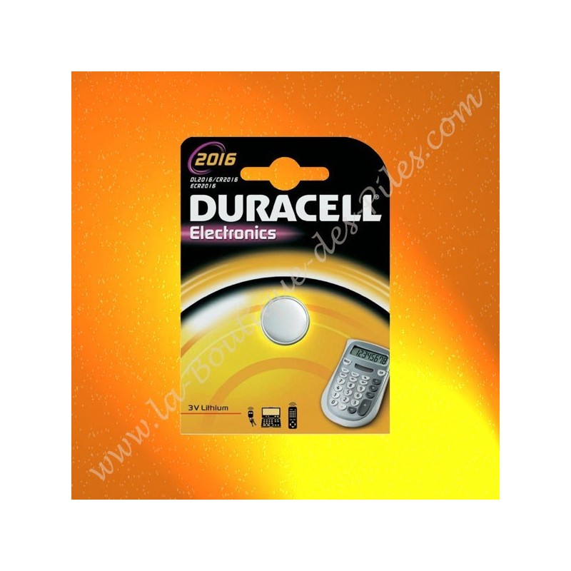 Pile Lithium CR2016 Duracell Electronics, Blister de 1 Pile
