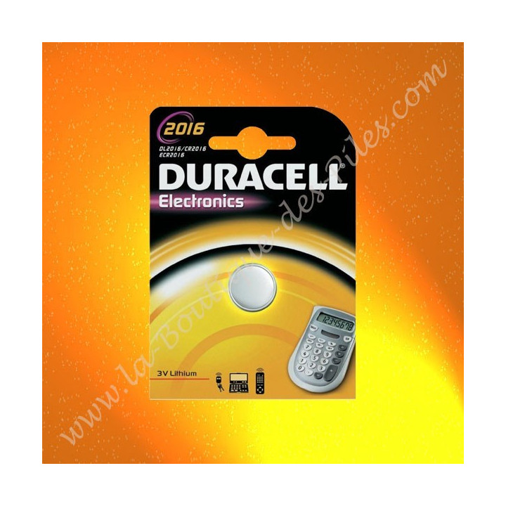 Pile Lithium CR2016 Duracell Electronics, Blister de 1 Pile