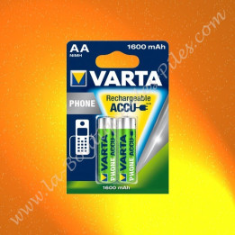 Piles rechargeable LR06 AA Varta Phone 1600 mAh Nimh, Blister de 2 piles