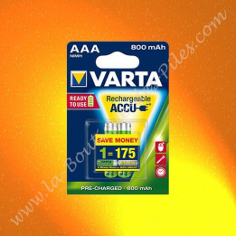 Piles rechargeable LR03 AAA Varta Ready To Use 800 mAh Nimh, Blister de 2 piles