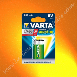 Pile rechargeable 6LR61 Varta 200 mAh Nimh, Blister de 1 pile
