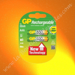 2 piles rechargeable LR03 AAA GP Batterie, 650 mAh Nimh