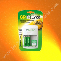 1 chargeur économique GP Batterie, GP Recyko + 2 piles rechargeable LR06 AA GP Batterie