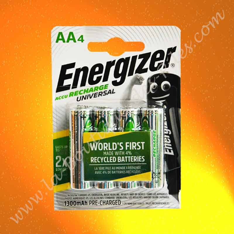 Piles rechargeable LR06 AA Energizer 1,2 volts 1300 mAh