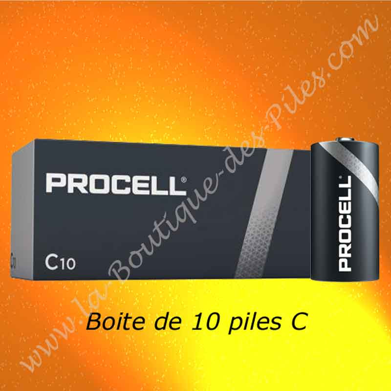 Piles LR14 Duracell Procell, boite de 10 piles alcalines LR14