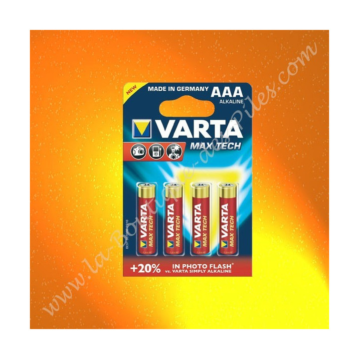 Pile Alcaline LR03 AAA Varta Max Tech, Blister de 4 piles